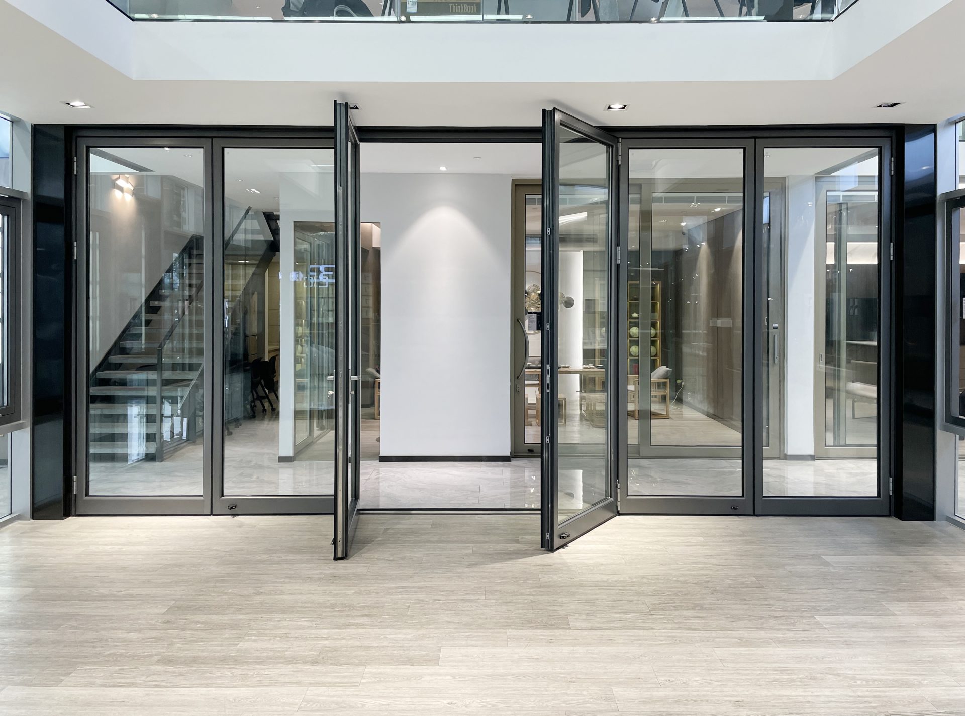partially open folded doors