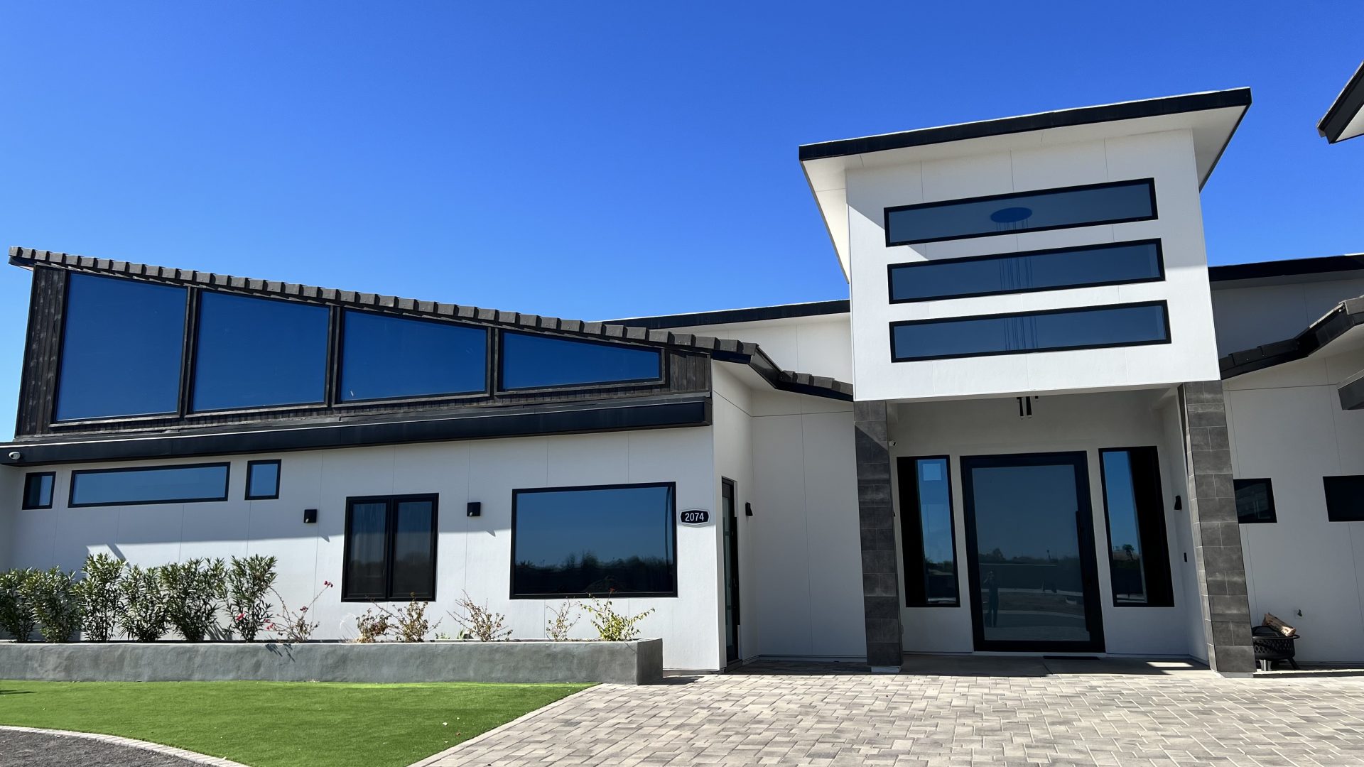 modern house exterior with tilt turn windows
