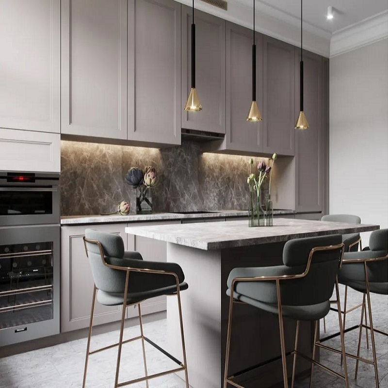 light gray kitchen modern shaker cabinets