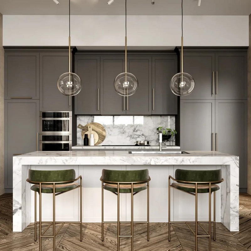 dark gray modern shaker cabinets