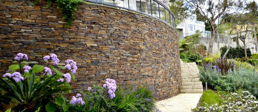 dark brown outdoor stone wall