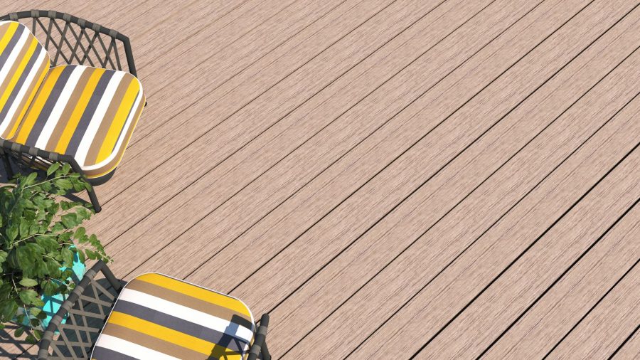 light brown wood grain composite decking