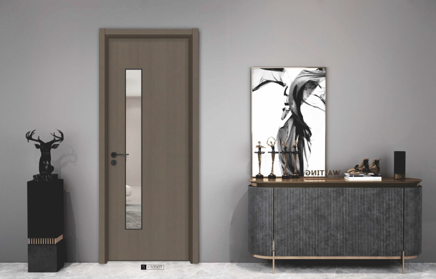 interior door with thin glass panel