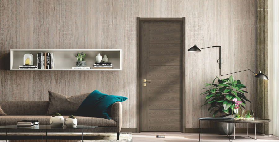 brown wood grain bedroom interior door